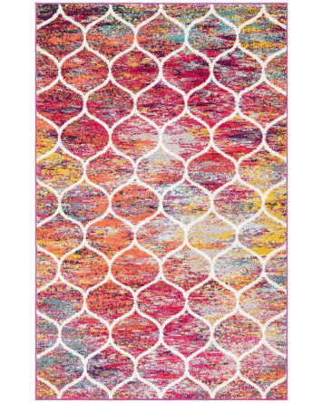 Tapete Enrejado Curvo en Multicolor