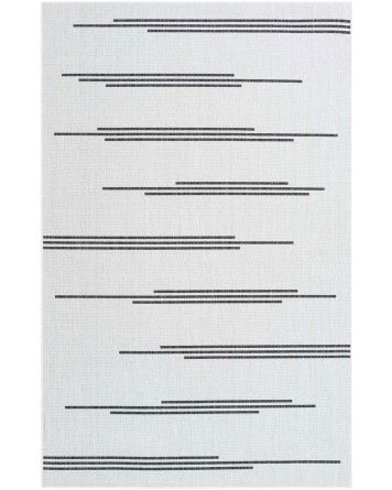 Tapete Moderno Exterior Blanco y Negro de Rayas Grupales