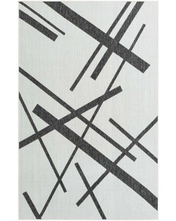 Tapete Moderno Exterior Blanco y Negro Franjas Sobrepuestas