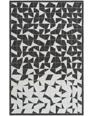 Tapete Moderno Exterior Blanco y Negro de Cuadricula Irregular