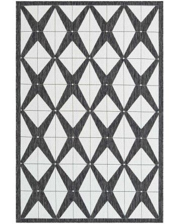 Tapete Moderno Exterior Blanco y Negro Mosaicos Cruzados