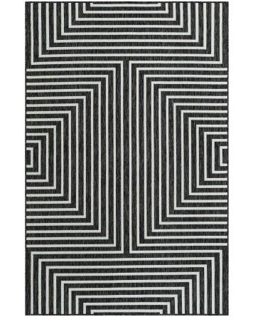 Tapete Moderno Exterior Negro y Blanco de Ejes Rectos