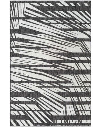 Tapete Moderno Exterior Negro y Blanco de Rayas Entrelazadas