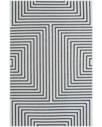 Tapete Moderno Exterior Blanco y Negro de Ejes Rectos