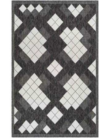 Tapete Moderno Exterior Blanco y Negro de Mosaicos