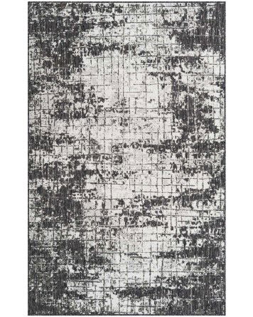 Tapete Moderno Exterior Negro y Blanco de Cuadrícula Abstracta