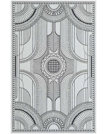 Tapete Moderno Exterior Blanco y Negro Art Deco