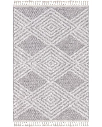Tapete Atenas Rombos Intercalados en Gris con Blanco