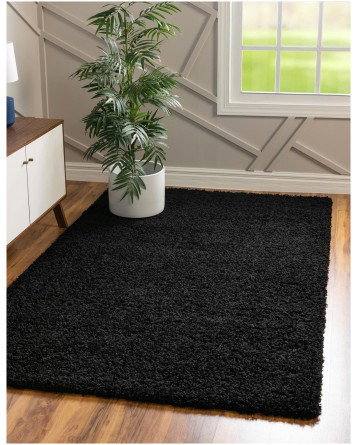 Tapete Shag Solido en Negro - 1.50 x 2.40