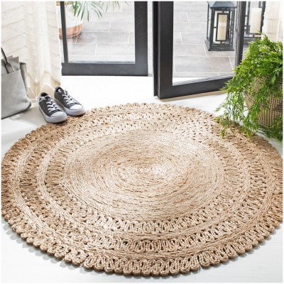 Tapete Redondo de Yute con Ondas - 2.10 Redondo