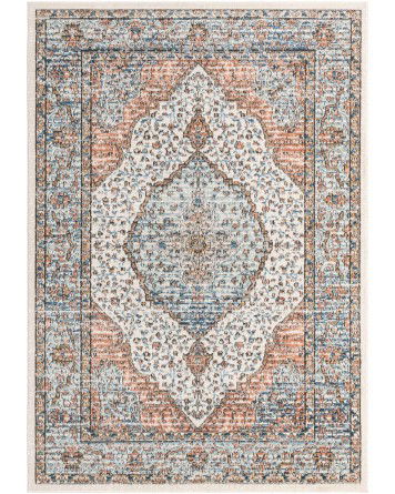 Tapete Heroina Gran Medallón en Marfil y Salmón