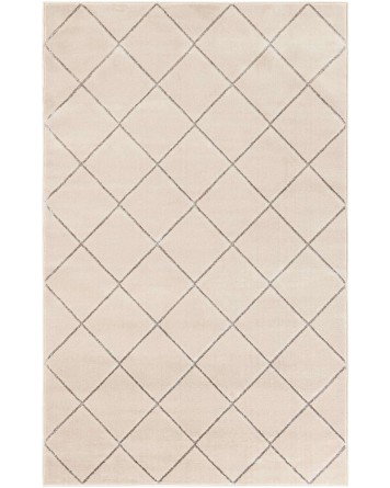 Tapete Anna Enrejado Blanco y Plata