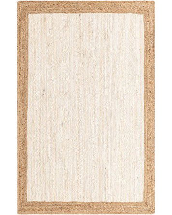 Tapete Trenzado de Yute Blanco con Borde Natural