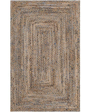 Tapete Trenzado de Yute y Denim Azul