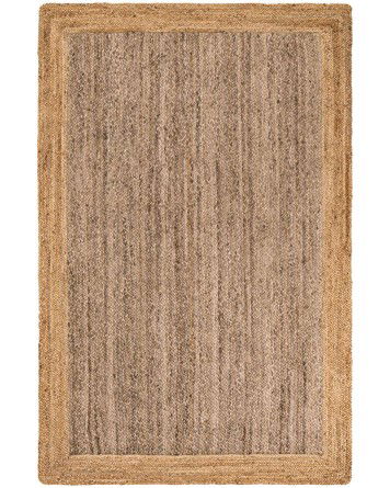 Tapete Trenzado de Yute Gris con Borde Natural