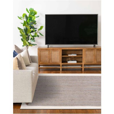 Tapete Trenzado de Yute Gris con Borde Blanco