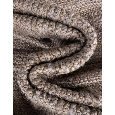 Tapete Trenzado de Yute Gris con Borde Blanco