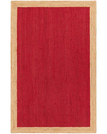 Tapete Trenzado de Yute Rojo con Borde Natural