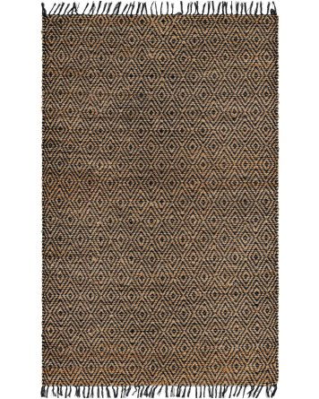 Tapete de Algodón y Yute de Rombos en Negro y Natural