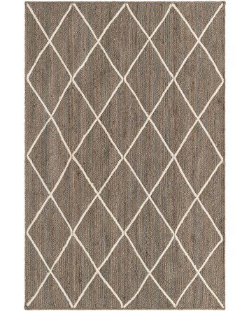 Tapete Trenzado de Yute con Rombos en Gris