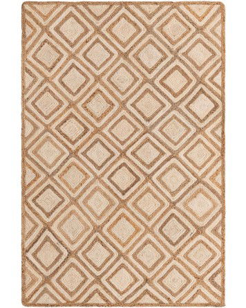 Tapete de Trenzado Rombos en Beige y Natural