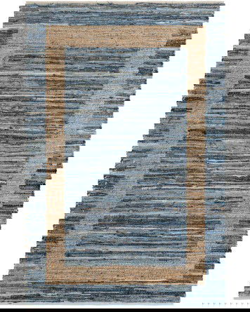 Tapete Borde Mezclado en Azul y Natural