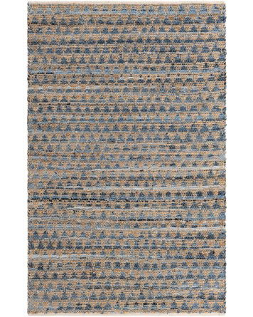 Tapete Trenzado Natural en Triangulos Azul y Natural