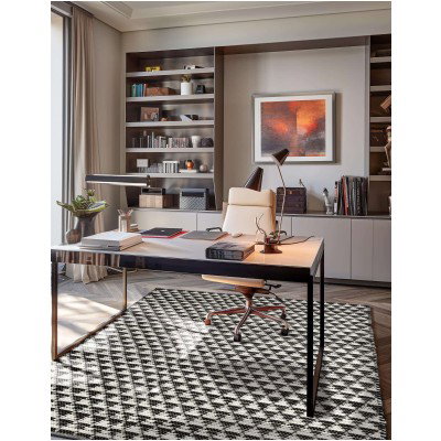 Tapete Trenzado Natural en Triangulos Blanco y Negro