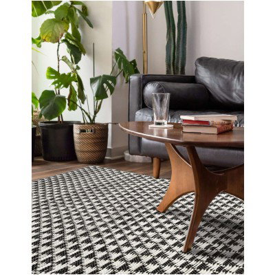 Tapete Trenzado Natural en Triangulos Blanco y Negro