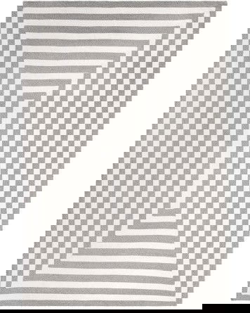 Tapete Eco Trenzado Concéntrico en Blanco y Gris