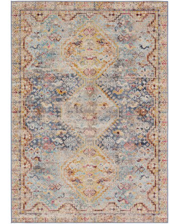 Tapete Legado Exterior de Medallón Azul y Multicolores