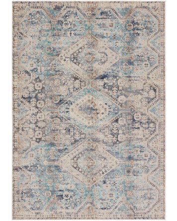 BEQ03 Tapete Legado Exterior de Medallón Azul y Begie