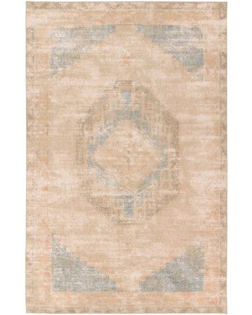 Tapete Periodo de Medallón en Beige y Azul