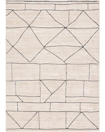 Tapete Java de Figuras Delineadas en Marfil