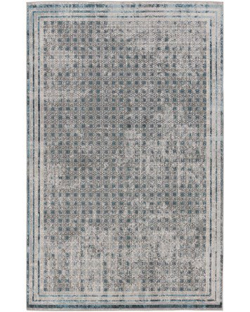 Tapete Nadia Tribal Enrejado en Gris y Azul