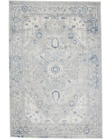 Tapete Confort Medallón Central en Gris y Azul