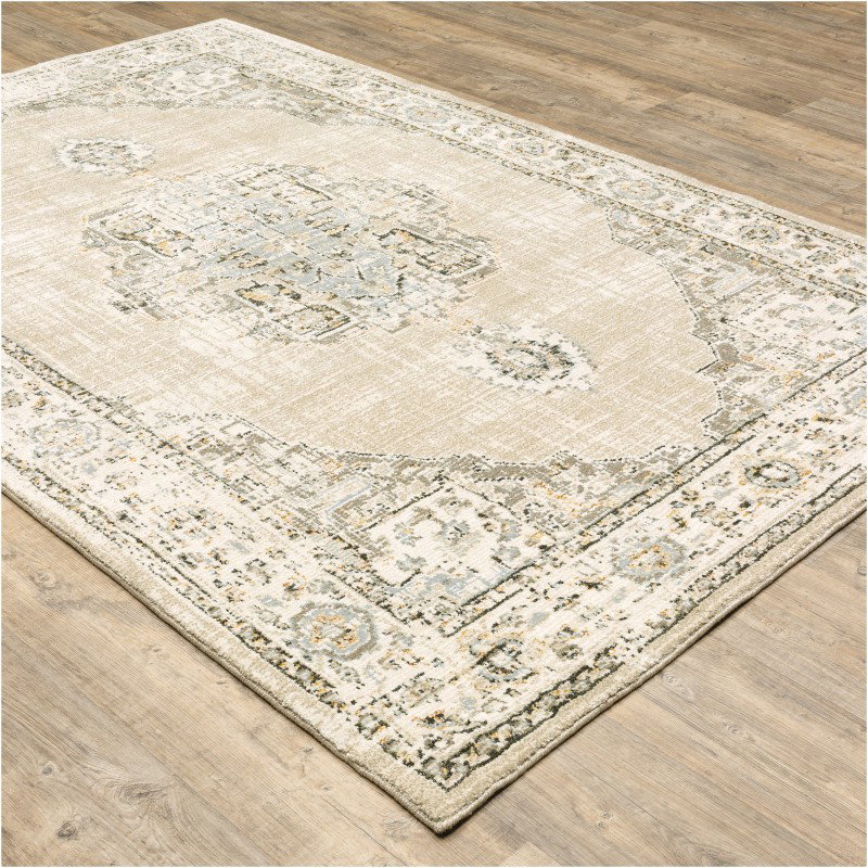 Tapete Principado Medallón Oriental en Beige y Marfil