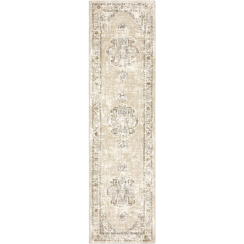 Tapete Principado Medallón Oriental en Beige y Marfil