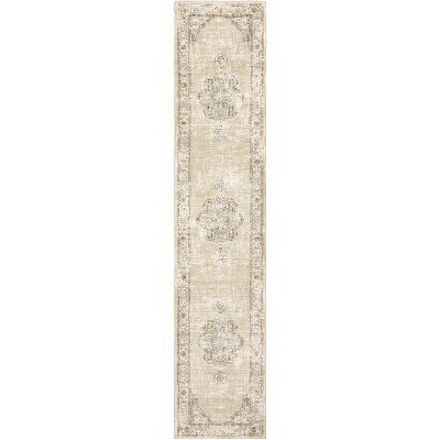 Tapete Principado Medallón Oriental en Beige y Marfil