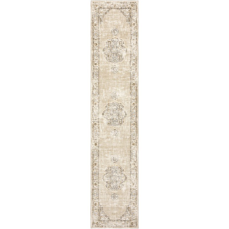 Tapete Principado Medallón Oriental en Beige y Marfil