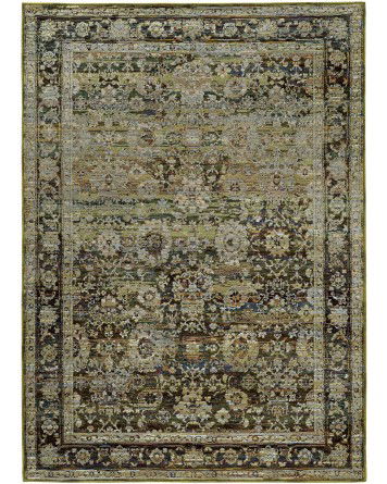 Tapete Principado Medallón Oriental en Verde y Café