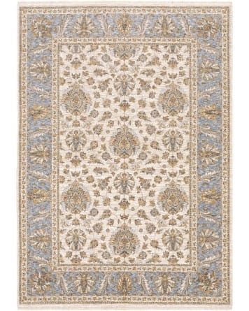 Tapete Soberano Arboleda en Marfil con Borde Azul