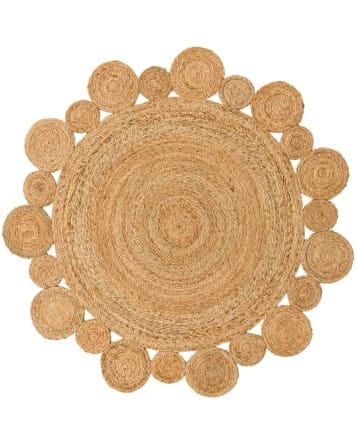 Tapete de Yute Redondo de Bolas y Bolitas