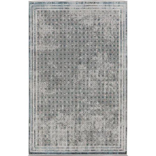 Tapete Nadia Tribal Enrejado en Gris y Azul