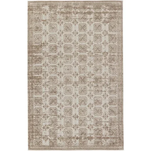 ndn05-1 Tapete Nadia Tribal Enrejado en Marfil y Crema