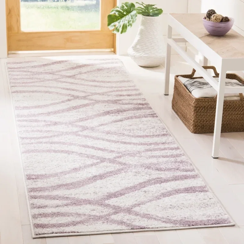 Tapete Adira Brochas Onduladas en Marfil con Morado
