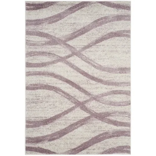 Tapete Adira Brochas Onduladas en Marfil con Morado
