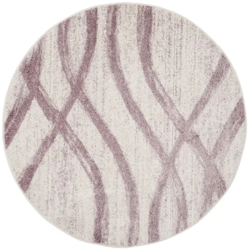 Tapete Adira Brochas Onduladas en Marfil con Morado