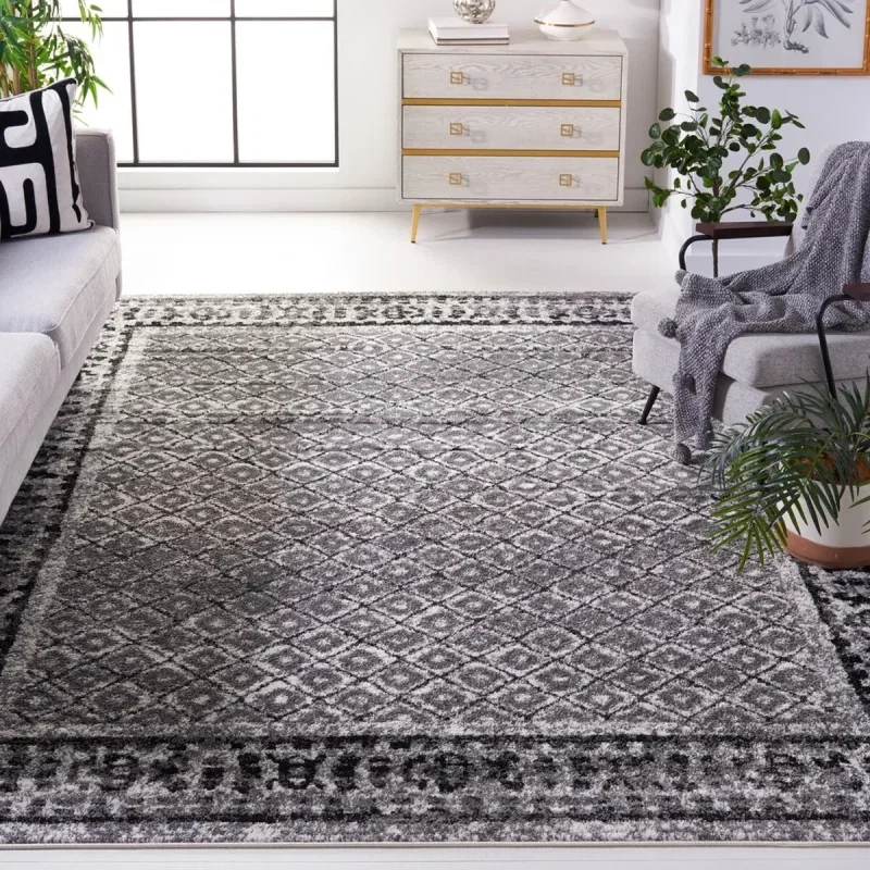 Tapete Adira de Diamantes en Marfil con Gris