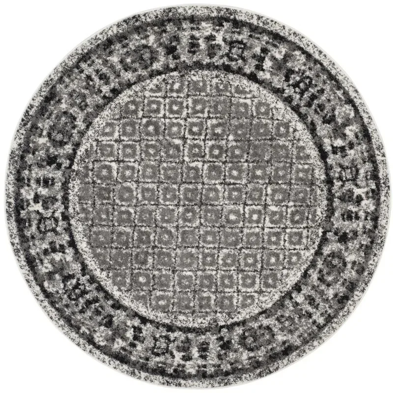 Tapete Adira de Diamantes en Marfil con Gris